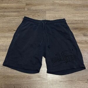 Hollister Mens Navy Blue Embroidered Logo Sweat Shorts Size L Drawstring 0844